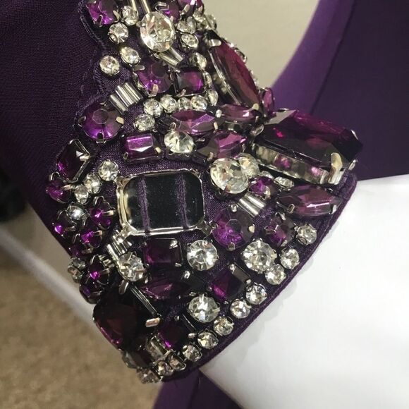 Eliza J Beaded Sleeve Ruched Jersey Gown (G5) - Picture 7 of 8